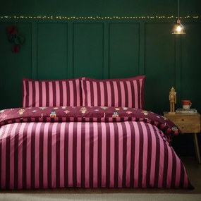 Różowo-fioletowa pościel jednoosobowa 135x200 cm Nutcracker Stripe – Catherine Lansfield