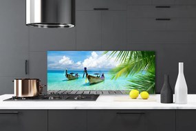 Panel Szklany Kolorowe Łodzie na Falach