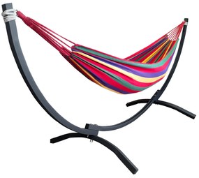 Hamak z metalowym stelażem ogrodowy dwuosobowy czerwony stelaż do hamaka POLSKI