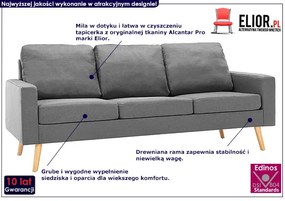 3-osobowa szara kanapa - Eroa 3Q