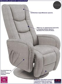 Szary obrotowy fotel masujący do salonu C4-B65