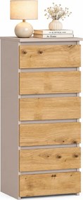 Minimalistyczna komoda z 6 szufladami kaszmir dąb artisan P7-B00