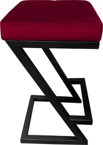 Hoker ZETA krzesło barowe tkanina Welur podstawa metalowa LOFT : Kolor Stelaża - Czarny , Kolor tkaniny - VELVET - MG31