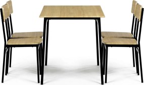 Zestaw jadalniany Industrial z 4 krzesłami, 110 x 70 x 76 cm, dąb dziki