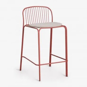 [*]wysoki Stołek Ogrodowy Z Stali Anerina Terracota & ↑65 Cm & Beż Orzechowy - Sklum