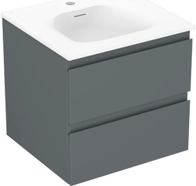 Mexen Orio szafka łazienkowa 50 cm z umywalką Vela, 2 szuflady, grafit mat/biała mat - 91A10-05047-2-BFF66-W23M01
