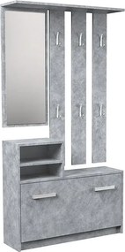 Industrialny wieszak z szafką na buty do przedpokoju Etien - beton