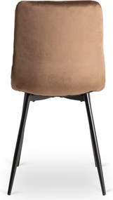 Zestaw Stół Okrągły LAUREN 90 cm Dąb Rustykalny/Czarny i 4 Krzesła PERU Brązowe Welurowe