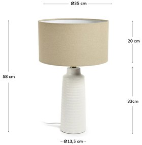 Biała lampa stołowa z tekstylnym kloszem (wys. 58 cm) Mijal – Kave Home