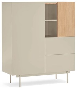 Beżowo-naturalna wysoka komoda w dekorze dębu 100x120 cm Otto – Teulat