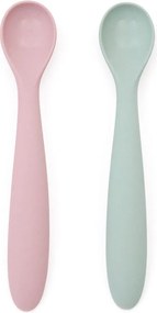Różowo-turkusowe plastikowo-silikonowe łyżeczki dla dzieci zestaw 2 szt. Lili – Kave Home