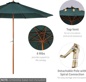 Outsunny Parasol ogrodowy 27m zielony z ochroną UV i stabilną konstrukcją | Aosom PL
