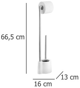 Stojak na papier toaletowy ze szczotką do WC i pojemnikiem, elegancki zestaw łazienkowy - WENKO