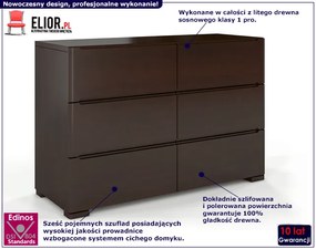 Komoda drewniana 6 szuflad Ventos 5S - Palisander