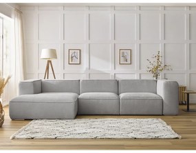 Jasnoszary narożnik z materiału bouclé (lewostronny) Zephyr – Bobochic Paris