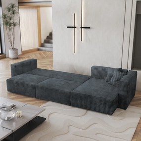 Masseno Narożnik TOLMO z funkcją spania i pojemnikiem na pościel Narozniki L, Rozkładana sofa - Szary, TILIA 85