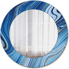Lustro z nadrukiem dekoracyjne okrągłe Błękitne marmurkowanie