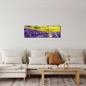 Obraz - Prowansja, Francja, malarstwo olejne (z zegarem) (90x30 cm)