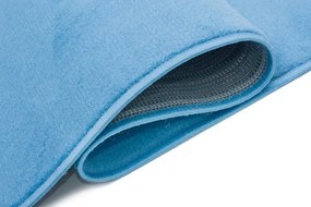 Prostokątny niebieski dywan z łabędziem w koronie A7-G32