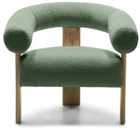 Ciemnozielony designerski fotel KOKEI, dąb