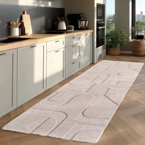 Dywan nowoczesny 3D Pompei Geometria II kremowy 80 cm x 250 cm