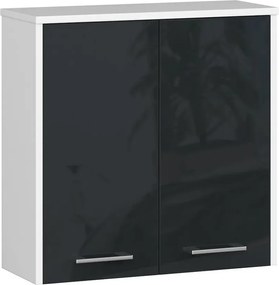 Wisząca szafka łazienkowa biały + grafit połysk W2-T69