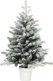 HOMCOM Mini choinka 90 cm z 296 końcówkami gałązek i efektem śniegu w donicy, mini choinka stołowa do domu i biura, Biały | Aosom PL
