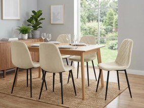 Beżowe welurowe krzesło ASTI z czarnymi nogami