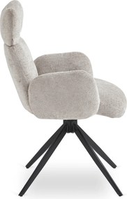 Krzesło Tapicerowane Obrotowe ALVARO Szare Boucle Nowoczesne