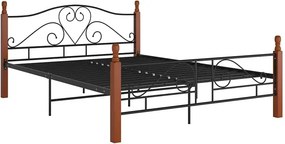 Łózko metalowe czarny + ciemny dąb 120x200 cm B8-W00