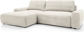Masseno Narożnik OSSO z funkcją spania i pojemnikiem na pościel Narozniki L, Rozkładana sofa - Kremowy, AMBIENCE 02