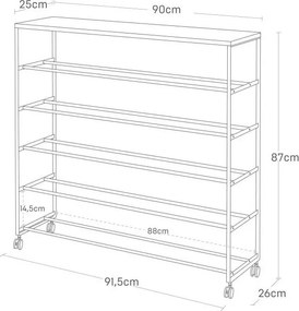 Biały metalowy regał na buty 90,5x87x26 cm Tower – YAMAZAKI