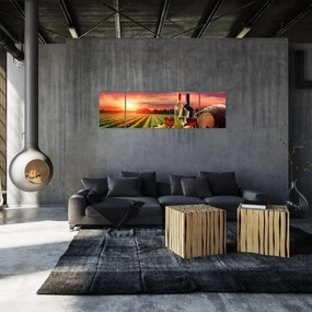Obraz winnicy z winem (170x50 cm)