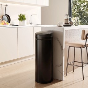 HOMCOM 50 L Kosz na śmieci z czujnikiem i funkcją Soft-Close, bezdotykowy kosz ze stali nierdzewnej do higienicznej kuchni