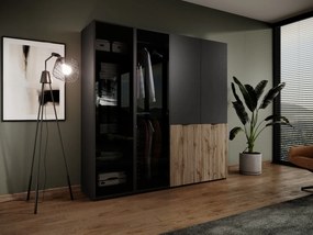 Szafa ATELIO - Czarny / Front ANTISOL+SENTO / 202 cm