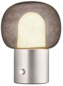 Aluminiowa lampa stołowa LED w kolorze srebra ze szklanym kloszem (wysokość 32 cm) Iris – Blomus