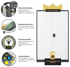 Szafa biurowa metalowa na akta antracytowo-biała JAN II, 1150 x 1850 x 400 mm