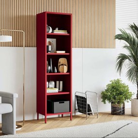 Regał na książki MARIO, 500 x 1800 x 350 mm, Modern: czerwony