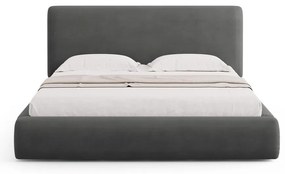 Szare tapicerowane łóżko dwuosobowe ze schowkiem i stelażem 140x200 cm Colonel – Cosmopolitan Design