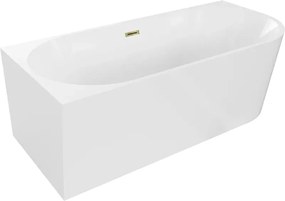 Mexen Mia wanna wolnostojąca narożna lewa 170 x 80 cm, biała, przelew złoty - 52691708000L-50