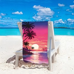 Ręcznik plażowy TAHITI 100x180 cm fioletowy, 100% mikrofibra