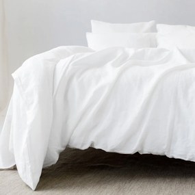 Biała pościel jednoosobowa z mieszanki lnu 155x220 cm – Linen Tales
