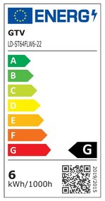 Żarówka filamentowa z ciepłym światłem z gwintem E27, 6 W – GTV