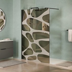 Walk-In Dusche EIRA - Grauglas Wave-Muster 10 mm