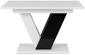 Stół Prostokątny Rozkładany CLARK 120-160 cm Czarny/Biały Połysk Glamour