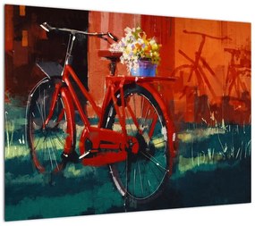 Obraz na szkle czerwonego koła, malowanie akrylowe (70x50 cm)