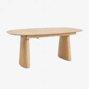 Ovalny Rozkładany Stół Jadalniany Z Mdf I Fornirem Jesionowym Nuveta Naturalna & 180-240x110 Cm - Sklum