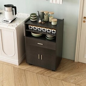 Szafka wózek kuchenny komoda stół regał nowoczesny mobilny na kółkach czarna