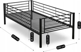 Łóżko Piętrowe Dla Dzieci 90x200 cm RODEZ Metalowe Czarne Loft