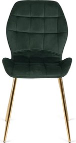 Zestaw Stół Okrągły BALI 100 cm Biały Marmur/Złoty i 4 Krzesła Tapicerowane LUCKY Zielone Glamour